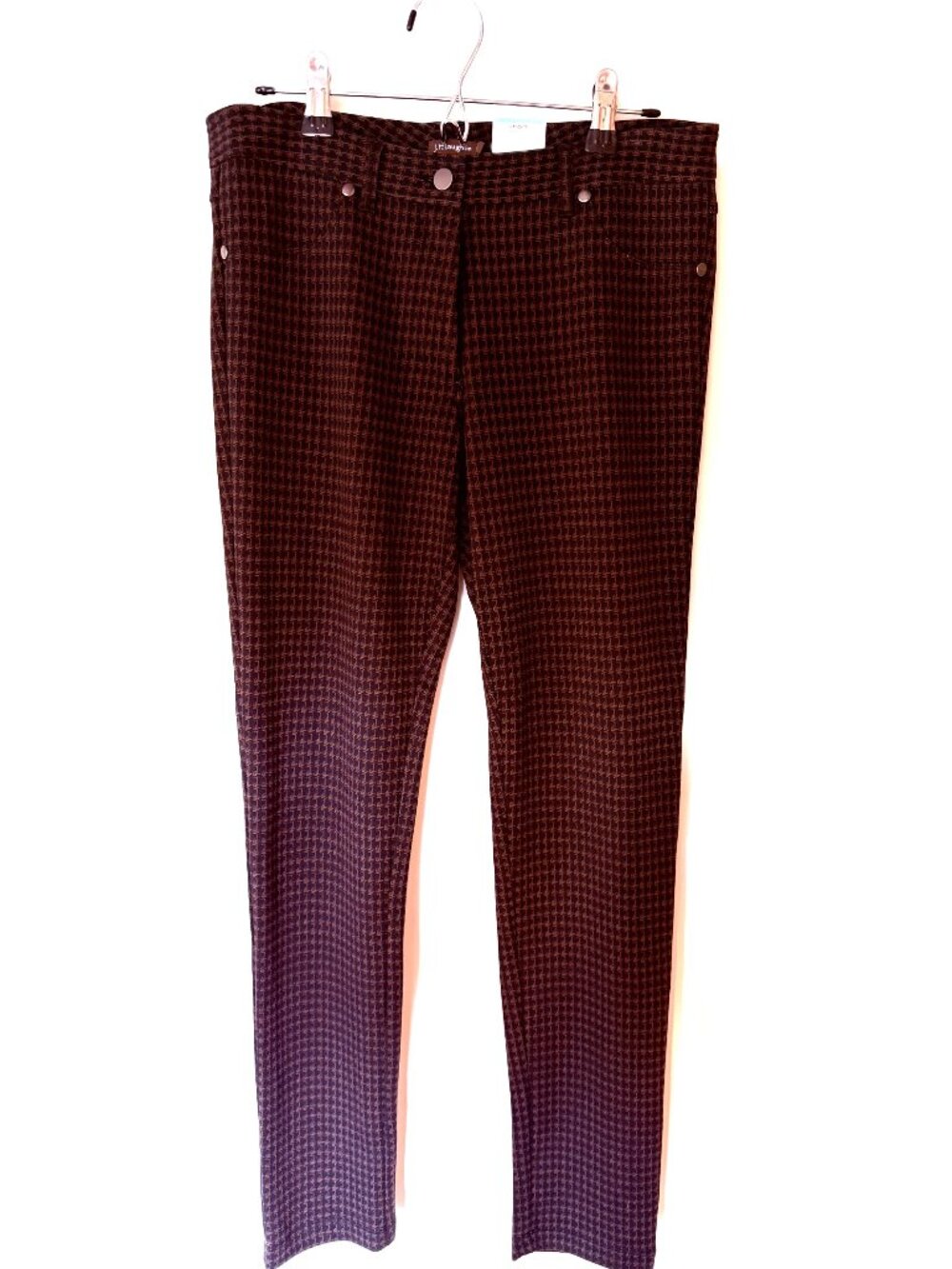 NWT J. McLaughlin Becca Stretch Leggings, Eggplant/Brown Houndstooth, Size 4